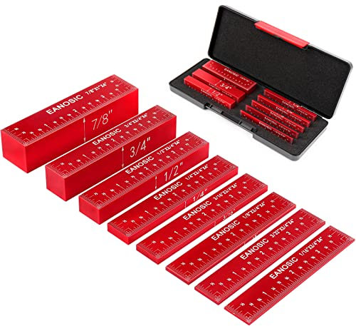 EANOSIC Setup Blocks Height Gauge Set, 8pcs Precision Aluminum Setup Bars for Router and Table Saw Accessories Woodworking Set Up, Bars Include Laser Engraved Size Markings (Extra Long 4 Inch)
