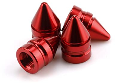 SINGARO Car Tire Valve Caps, 4 Pieces of Universal Aluminum Alloy Tire Trim Accessories Dust Tire Covers for Cars, Trucks, SUVs and Motorcycles(Red)