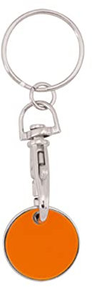 Gettone per Carrello della Spesa Portachiavi Euro Monete Metallo Market Shopping (arancio)