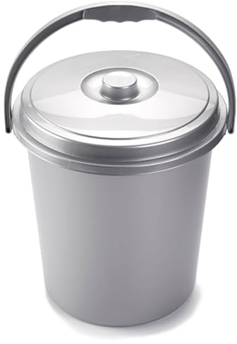 AC - Cubo de Basura Eco - Cubo con asa - Cubo Reciclar - Fabricado en plástico Resistente. - Ideal para el hogar, Trabajo, hostelería, etc - 15 litros - Color Plata