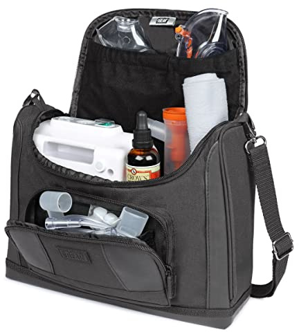 USA Gear Reisetasche für Vernebler – anpassbare Innenseite, Schultergurt, robuste Außenseite – kompatibel mit Verneblermaschine, Schläuchen, Asthma-Inhalator und mehr – nur Tasche (schwarz)