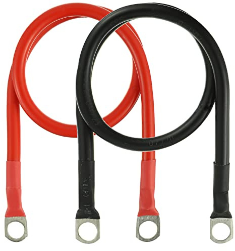 HUAREW Batteriekabel M10 50cm,Auto Batterieladekabel 12v 16mm²,Stromkabe Überbrückung,Autobatteriekabel,mit M8 Ringkabelschuhen Kupfer Flexibler Draht für LKW,Motorrad,Wohnmobil, Marine(2 Stück)