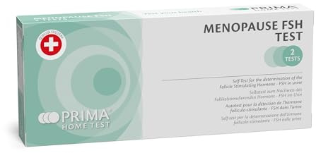 PRIMA Home Test – Menopause-Test 25 mIU/mL (2 Tests) - FSH-Hormon (Urin) - Midstream-Format - Schweizer Qualität