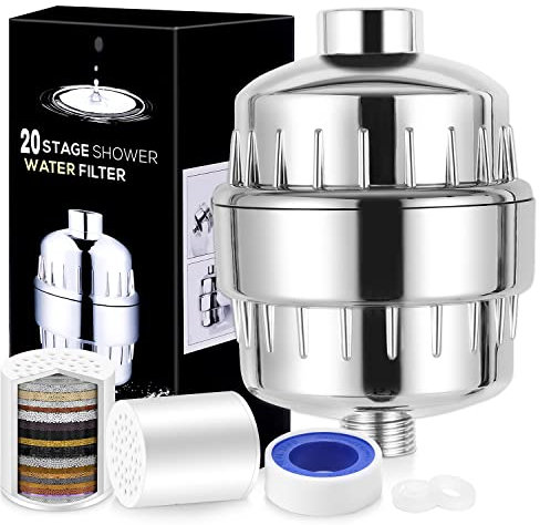 Filtre de douche Laicky à 20 étapes, filtre à eau dure, peau et cheveux plus sains, élimine le chlore, les métaux lourds et autres sédiments, adoucisseur d'eau à la vitamine C