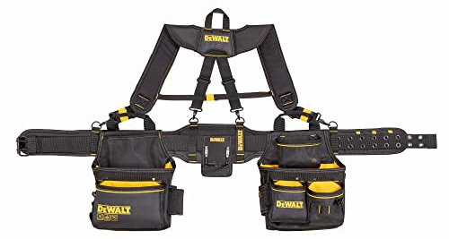 DEWALT Werkzeuggürtel, mit verstellbaren Hosenträgern, 25 Taschen, Schwarz & Gelb (DWST540602)