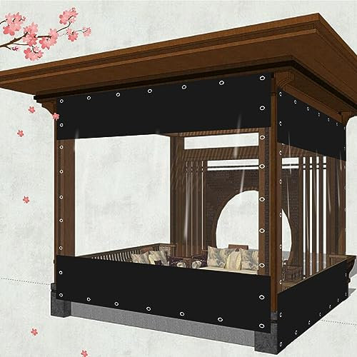Wasserdichte Planenvorhänge mit Ösen Klare Plane Seitenwand Durchsichtige-Pvc-0.5mm Außen Schutzplanen,Transparente Planenplatte Wetterfeste Vorhänge für Pavillon Markisen,W×H-1.2×2.2m/3.9*7.2ft