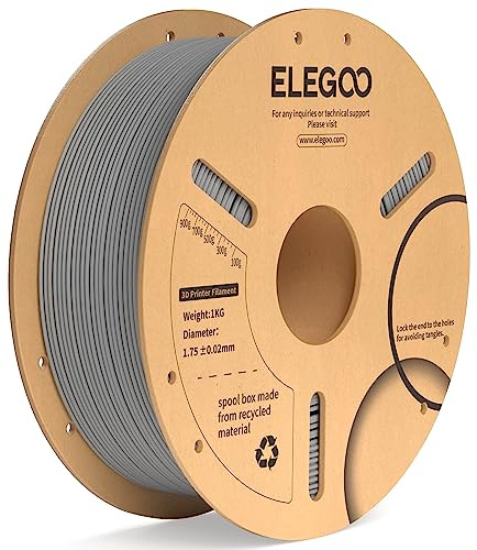 ELEGOO PLA+ Filament 1.75mm Grau 1KG | PLA Plus, Härter und Stärker 3D Drucker Filament, Maßgenauigkeit +/-0,02mm, 1kg Spule Kompatibel mit den Meisten 3D Printer