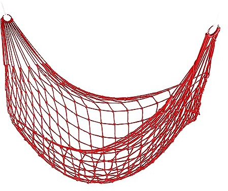 Relaxdays Hamaca de Red, Cama Colgante Exterior Ligera, para 1 Persona, Ideal para Camping o Jardín, hasta 120 kg, Rojo, Poliéster, 140 x 436 cm
