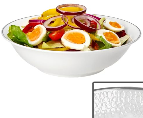 Ritzenhoff & Breker Venezia Servierschale I 800 ml I Ø 23 cm I elegante Porzellan-Bowl mit Relief in Kieselstein-Optik I weiße große Schüssel für Knödel, Kartoffeln, Gemüse, Suppe, Beilagen & Co