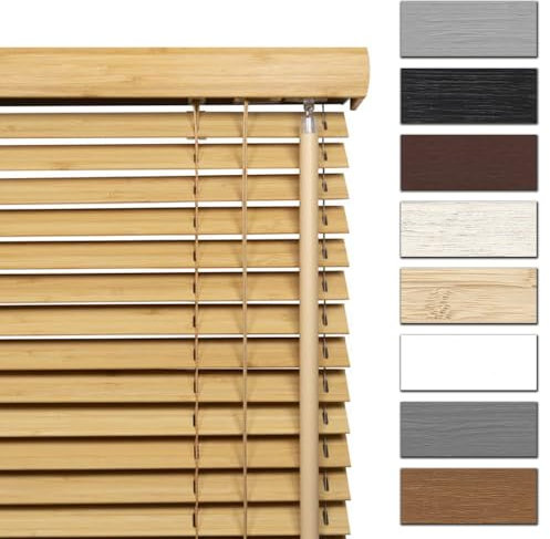 Bambus Jalousie Maßanfertigung, hochwertige 25mm Lamellen, nachhaltige Bambusrollos auf Maß, Sie geben Maße vor, auch ohne Bohren