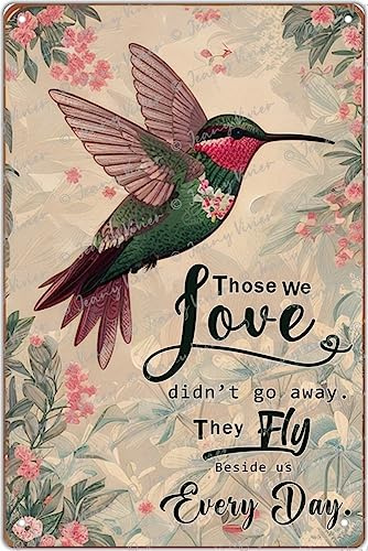 Kolibri-Schild, dekorative Kolibri-Bilder, Shabby-Chic-Vogelschild, Landvogel-Maldrucke, Bauernhaus-Küche, Vintage-Blechschilder, lustiges Gartenschild, 30,5 x 20,3 cm