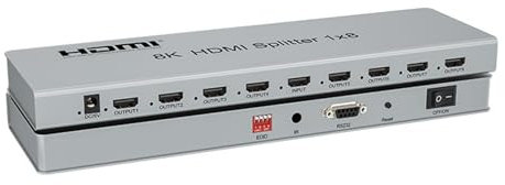 8K 60HZ HDMI Splitter 1X8, 1 in 8 Out HDMI Video Splitter Audio Video Converter con EDID Dimensioni ridotte per DVD PS4 fotocamera PC HDTV (1X8)