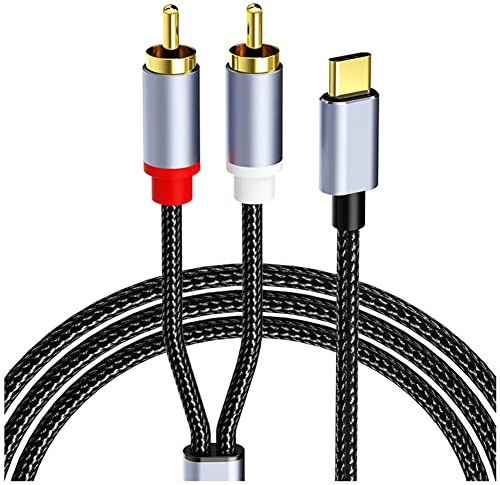 VENEKA Adaptateur de Câble Audio USB C vers 2RCA Type-C vers Double Cordon Audio VidéO USB RCA Compatible avec pour TéLéPhone, Tablette, 1M