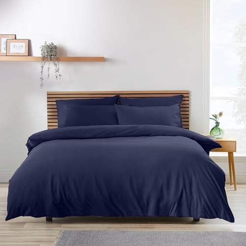 Catherine Lansfield So Soft Easy Iron Double Duvet Cover Set Navy Blue