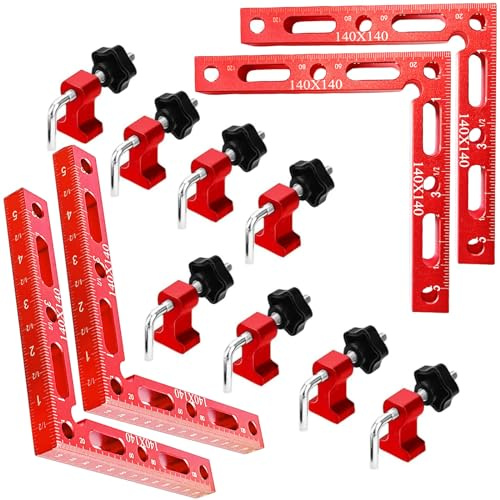 DURDUR Positionierwinkel 90 Grad Winkel Klemme winkelspanner 4-tlg 140mm/5,5 Zoll Rechtwinklige Klemme Befestigungsclips für Zimmermannswerkzeug