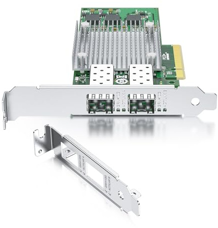 REDLUX Carte réseau PCI-e 10 Go (NIC) avec puce Broadcom BCM57810S, double ports SFP+, comparée à Broadcom BCM57810S, PCIE 2.0 X8, compatible Windows/Windows Server/Vmware Esxi