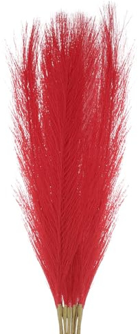 QUARKZMAN 12 Stück künstliches Pampasgras, 21/55cm Dekoration aus Fake Pampasgras für Wohnzimmer, Party, Wandvase, Hochzeit, Rot