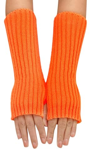 Winter Gestrickte Handschuhe für Damen Lang Handwärmer Stulpen Fingerlose Armstulpen Warm Strick Handschuhe Armwärmer Stulpen für Damen Pluswärmer Handstulpen Fingerlose Halbfinger Handschuhe