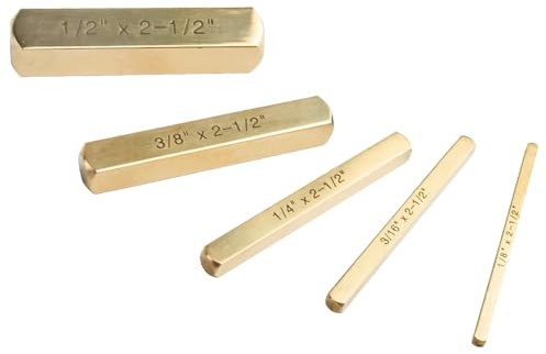 O'SKOOL 5Pc Solid Brass Set Up Bar Gauge Blocks – Ideal Table Saw Accessories for Professional Woodworking, Including 1/8, 3/16, 1/4, 3/8, and 1/2, All 2-1/2 Long