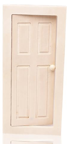 Satiskid 1:12 Dollhouse Door, Miniature Wood Door for Dolls Furniture Accessories, Mini Wooden Door (Wood)