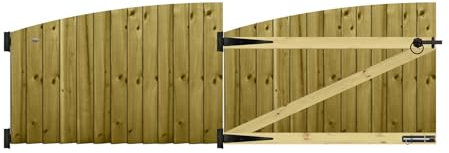 Premier Garden Supplies Made to Measure Feather Edge Semi-Braced Arch Top Driveway Gates for Measurements Height <3ft (90cm) x Width: 244cm - 274cm +450mm Hinge Ring Latch Kit