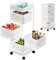 JUPPLIES Carrito Auxiliar con Ruedas - Cesta de Almacenamiento Ahorra Espacio 4 Niveles - Carrito Cocina Giratorio - Estante Cocina, Baño, Estante para Frutas, Verduras, Utensilios - Metalico (Blanco)