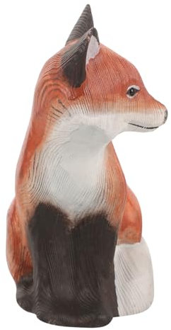 Cabilock Holz Fuchs Figurine Handgefertigt Dekorative Kleine Fox Skulptur Für Büro Und Zuhause Desktop Holz Tier Ornament Geschenk