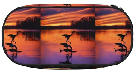 Federmäppchen mit Jagd-Motiv Fliegende Wildenten – kompaktes Design für Bleistifte, kleine Gegenstände – Doppelkopf-Reißverschluss, Schwarz , Einheitsgröße, Kosmetiktasche