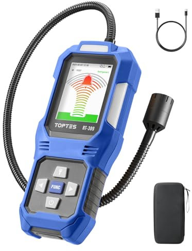 TOPTES RT-389 Rechargeable Refrigerant Leak Detector, HVAC Freon Leak Detector with 3 Sensitivity Modes & 3 Alarm Types for CFCs, HCFCs, HFCs, HFOs, HCs for Car Home Industrial - Blue