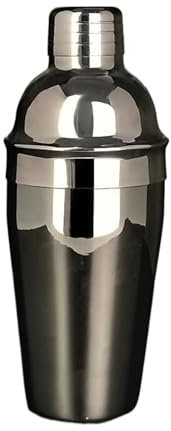 RLVYTA Cocteleras Coctelera con Receta, Mezclador de Acero Inoxidable de 550ml Negro/Oro Rosa, Herramientas de Barman, colador, Herramientas de Barra Accesorios para Barra(Black-550ml)