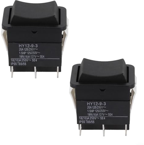 URPIZY HY12-9-3 Lot de 2 interrupteurs à bascule 125/250 V 20 A 6 broches pour l'industrie et le commerce