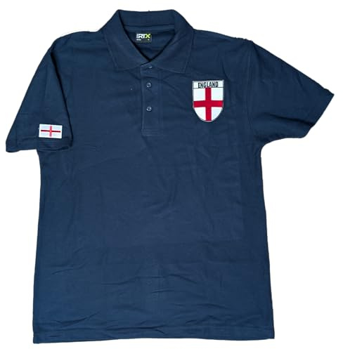 Super Lemon England Supporters Polo Shirt – Affordable Football Fan Shirt – St. George’s Cross Badge – Casual Game Day Polo for Men – Red, White & Navy (UK, Alpha, L, Regular, Regular, Navy)