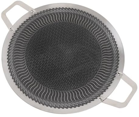 Yosoo Health Gear BBQ Grill Pan with Two Handles, 316 Stainless Steel BBQ Stovetop Griddle for Induction, Gas Stove, Electric Cooktop, Outdoor Grilling (34cm)