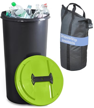 KUEFA IBC Flaschensammler, 60 Liter Sammelbehälter mit Deckel und Innentasche, für Altglas, Altpapier, Pfandflaschen, stabil, strapazierfähig, geruchsdicht, auslaufsicher (Hellgrün)