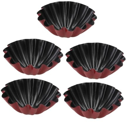 BEBEMOKO 5pcs Sturdy Stainless Steel Egg Tart Moulds Non-Stick Baking for Pudding Cheesecake for Home Bakery