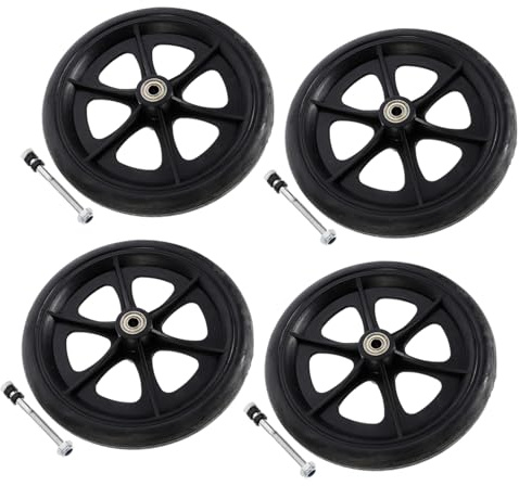 LRXIYODE Rollstuhl Vorderräder Ersatz 8 Zoll Universalradsatz Schwarz Verschleißfest Tragfähig Leise Rollen für Rollstühle Gehhilfen Innen Außen