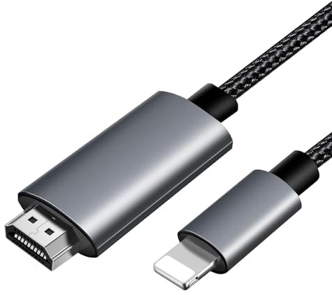 Lizoak Ligh-ning to HDMI Adapter Cable, 2.0M HDMI Cable for for iPhone, High Clearance HD1080P Compatible with iPhone14, 13, 12 & YouTube to TV Output (Not Compatible with iPhone 17/16/15/Netflix)
