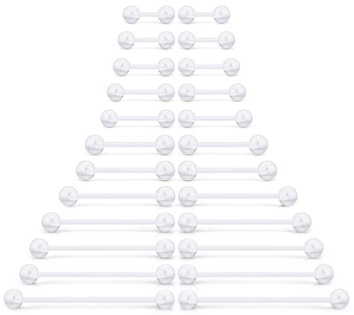 Kwoencxi 6mm-38mm 14G Clear Plastic Nipple Piercing Tongue Rings 14 Gauge Acrylic Slicone Straight Tongue Pregnancy Nipple Industril Bridge Barbell Retainer Piercing Jewelry Surgery Sport Women Men