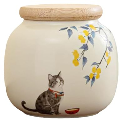 Pomurom Urne Funéraire pour Animaux | Urne en Céramique pour Cendres de Chat | Boîte à Souvenirs pour Animaux | Ornement Commémoratif pour Mèche de Poils, Crémation, Souvenir, Jardin, Funérailles et