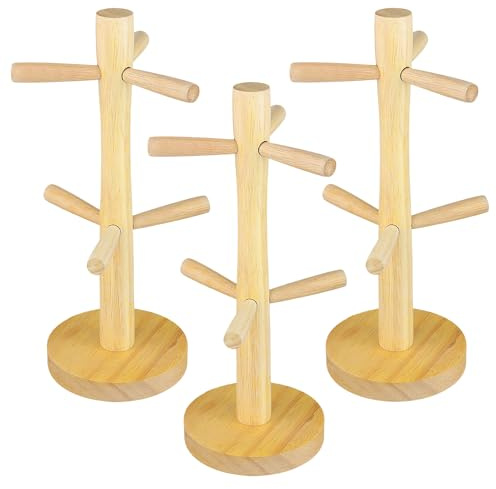 YIXNSW 3 Stück Tassenständer Holz, Becherhalter aus Holz, 32 x 12,5cm Baumbecherhalter für Küche, Café