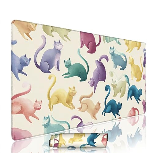 Tapis de Souris Couleur sous Main Bureau Tapis de Souris Gaming XXL 1400x600x3mm Mouse Pad Caoutchouc Chat Grand sous Main Gamer Accessoires PC Imperméable, pour Clavier Ordinateur Portable w-9228