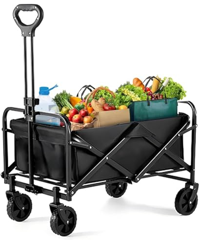 Carro Plegable Playa Jardín Camping Compras Carrito de Transporte Multiusos Mango Telescópico Ajustable Tela Resistente e Impermeable Estructura metálica Carretilla Carga Máx 100KG