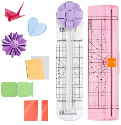2PCS 4 In 1 Papierschneider, Papierschneider Klein mit Rillwerkzeug, Schneidemaschine Papier 4 In 1 Paper Cutter für Scrapbooking, Karten und DIY, Fotos Etikett