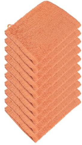 Clinotest 10er Waschhandschuh-Set 16 x 22 cm – 100% Baumwolle, Hotelqualität – Weich, Saugstark, Schnelltrocknend, Langlebig, Pflegeleicht – Für Bad, Gesichtspflege & Hotels, Apricot