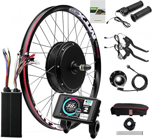 72V 5000W Hinterradmotor-Kit UKC1 Farbdisplay Geschwindigkeit 100 km/h, W/100A 3-Modus Intelligenter Controller DIY Elektro-Mountainbike-Umbausatz mit PAS, Drehgasgriff 20,72V5000W