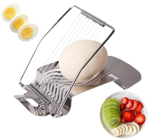 Professional Egg Slicer for Eggs & Onion, Stainless Steel Egg Cutter & Banana Slicer, Dishwasher Safe & Heavy Duty Egg Piercer, Durable Strawberry Cutter & Ham Slicer, Multi-Functional Kitchen Tool