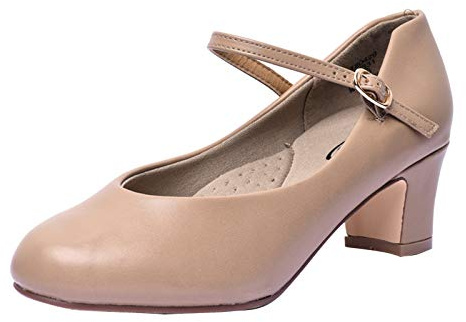Stelle Character Shoes for Women Dance Shoes 2 Ankle Strap Dancing Heels for Ballroom Salsa Flamenco Latin Work Office Latin (2''Tan,8MW)