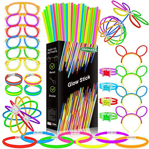KIMIMARA Braccialetti Luminosi, Starlight Fluorescenti, Glowsticks Party con Connettori per Creare Bracciali e Ciondoli, Giocattoli Luminosi per Illuminare Tutte le Vostre Feste, per Halloween