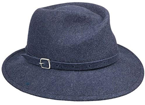 Mayser Twisted Crown Wollhut Filzhut Asymmetrisch Packable Handmade Made in EU Damen Winter Herbst blau One Size
