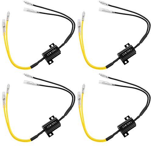 Kinstecks ​​4 STÜCKE 25W 10Ohm LED Lastwiderstände Blinker Blinker Adapter Flash Fix Fehler für LED Kennzeichenbeleuchtung DRL-Gelb Schwarz
